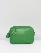 Made Leather Crossbody Bag With Tassel Detail - Green