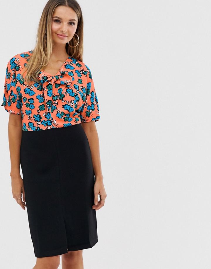 Closet Tie Front Pencil Dress - Pink