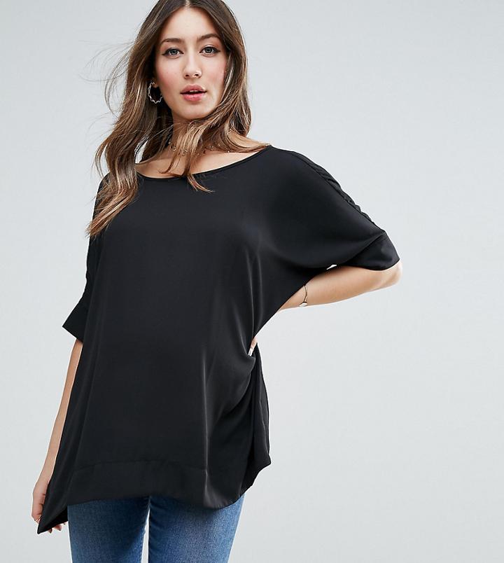 Asos Design Maternity Oversized Kimono T-shirt With V Back - Black