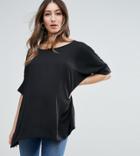 Asos Design Maternity Oversized Kimono T-shirt With V Back - Black
