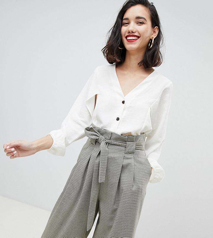 River Island Batwing Sleeve Blouse With Button Front In White - White