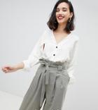 River Island Batwing Sleeve Blouse With Button Front In White - White