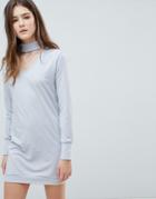 Glamorous Chocker Neck Sweater Dress-gray