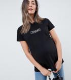 Asos Design Maternity T-shirt With Trouble Slogan - Black
