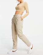 Only Straight Leg Pants Set With Tie Waist In Beige-neutral