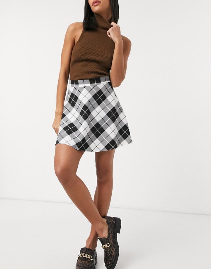 Asos Design Flippy Skirt In Mono Check-multi