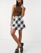 Asos Design Flippy Skirt In Mono Check-multi