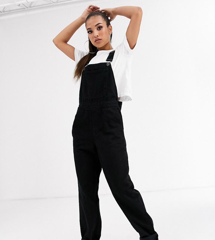 Noisy May Petite Denim Mom Overalls-blue