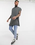 Asos Design Viscose Extreme Oversized Longline Sleeveless T-shirt In Black