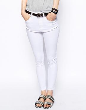 Asos Ridley High Waist Ultra Skinny Ankle Grazer Jeans In White - White