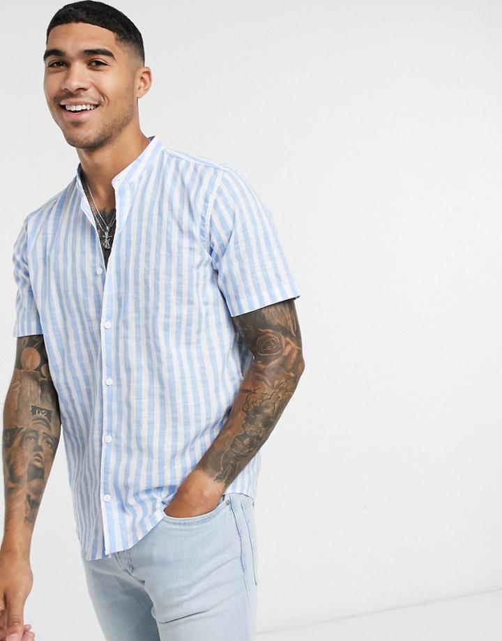 Pull & Bear Stripe Shirt In Blue