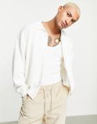 Topman Smart Boxy Knit Jacket In Ecru-white