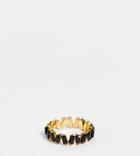 Asos Design 14k Gold Plated Ring With Baguette Crystals In Black