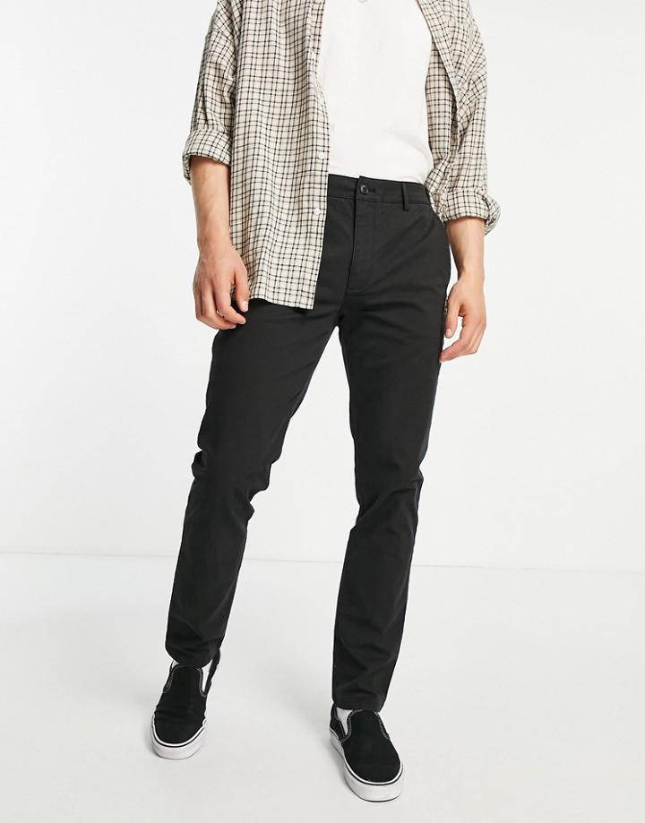 Topman Cotton Blend Skinny Chinos In Black - Black
