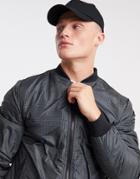 New Look Checked Bomber Jacket In Black