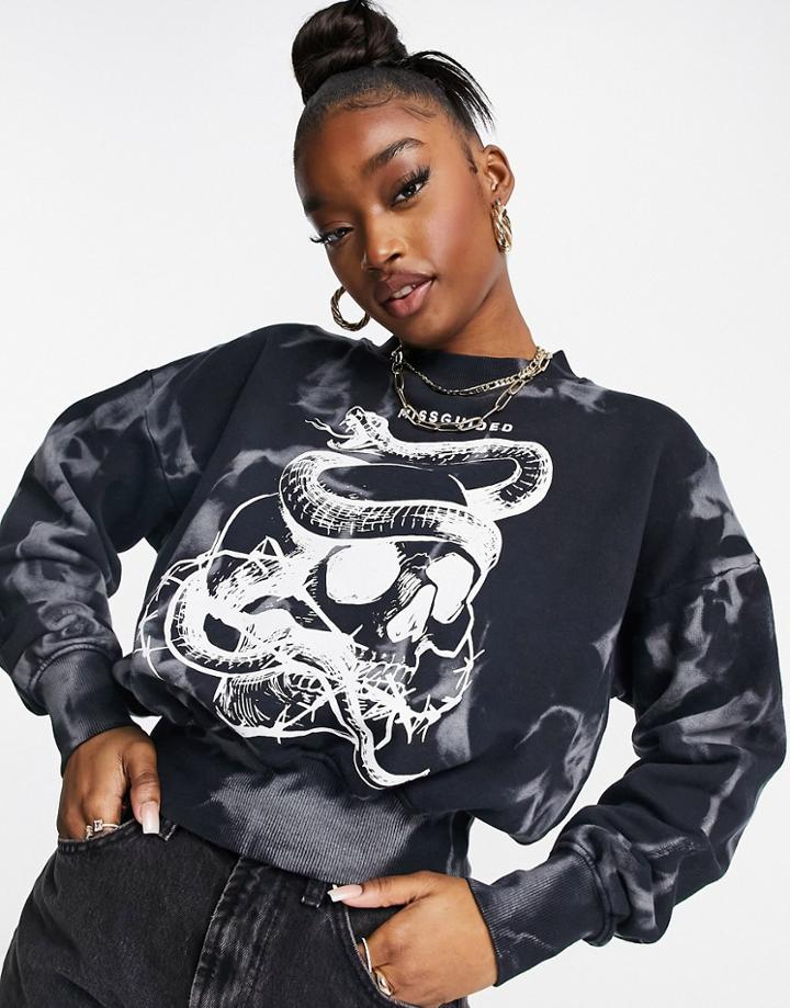 Missguided Acid Wash Sweatshirt In Black