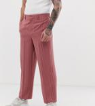 Noak Wide Leg Smart Pants In Pink Pinstripe