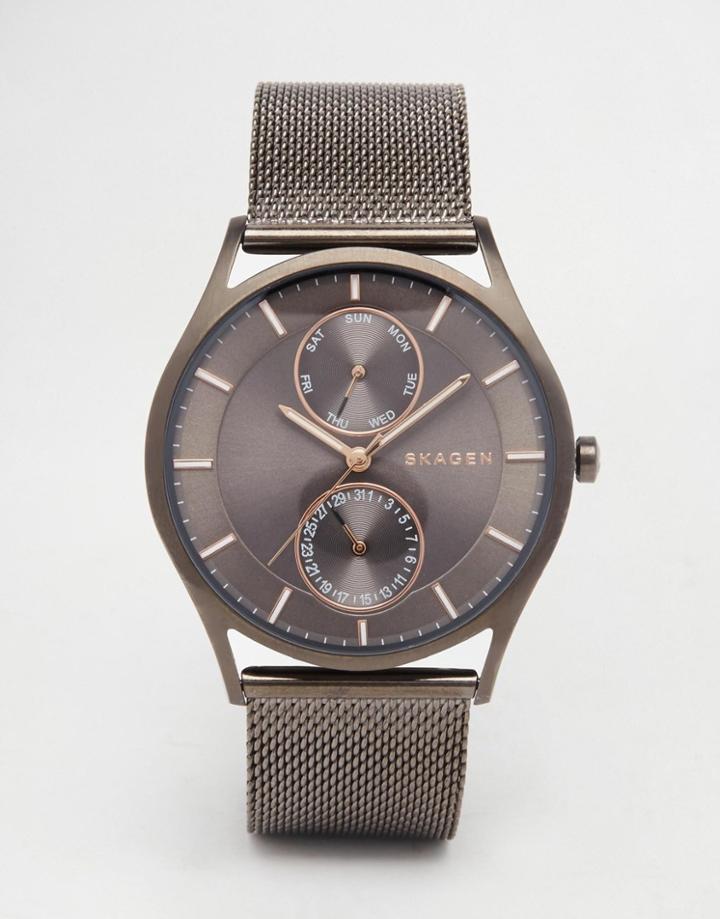 Skagen Holst Leather Watch In Black Skw6180 - Black