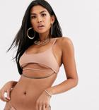 Candypants Exclusive Cut Out Crop Bikini Top In Mink