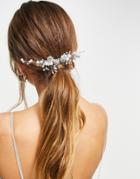 Asos Design Bridal Hair Comb With Pearl And Crystal Design-silver