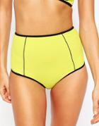 Asos Mix And Match Contrast High Waist Bikini Bottom - Yellow