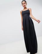 Asos Design Scuba Scoop Neck Maxi Prom Dress - Black