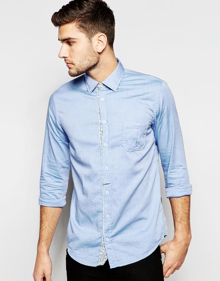 Boss Orange Oxford Shirt In Slim Fit - Navy
