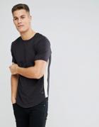 Only & Sons Longline T-shirt With Side Panel Detail - Black