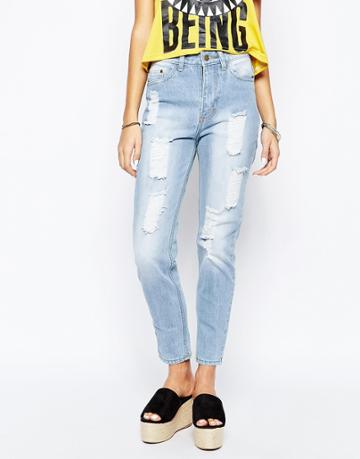 Your Eyes Lie Distressed Boyfriend Jean - Navy