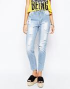 Your Eyes Lie Distressed Boyfriend Jean - Navy