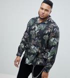 Asos Plus Regular Fit Viscose Floral Shirt - Black