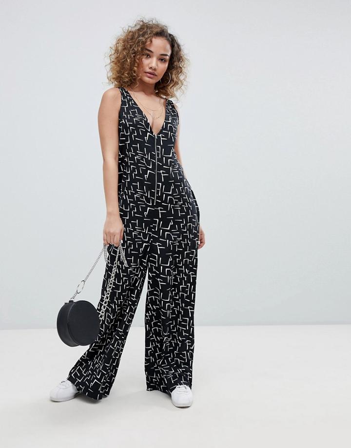 Noisy May Printed Wide Leg Jumpsuit - Multi