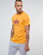 Alpha Industries Logo T-shirt Regular Fit In Yellow - Black