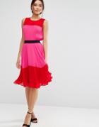 Asos Pleated Color Block Dress - Multi