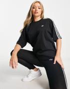 Adidas Originals Adicolor Three Stripe Oversized T-shirt In Black