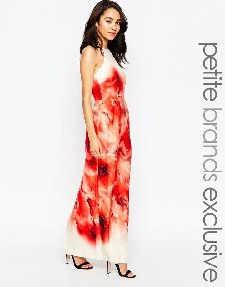 Little Mistress Petite Floral Print Halter Maxi Dress - Multi