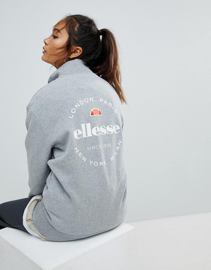 Ellesse Funnel Neck Zip Top With Back Logo - Gray