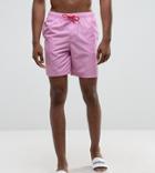Asos Tall Swim Shorts In Pink With Red Contrast Drawcords Mid Length - Purple