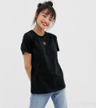 Asos Design Petite T-shirt With Triangle Logo In Metallic Embroidery - Black