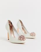 Ted Baker Ivory Stain Embellished Heeled Pumps-white