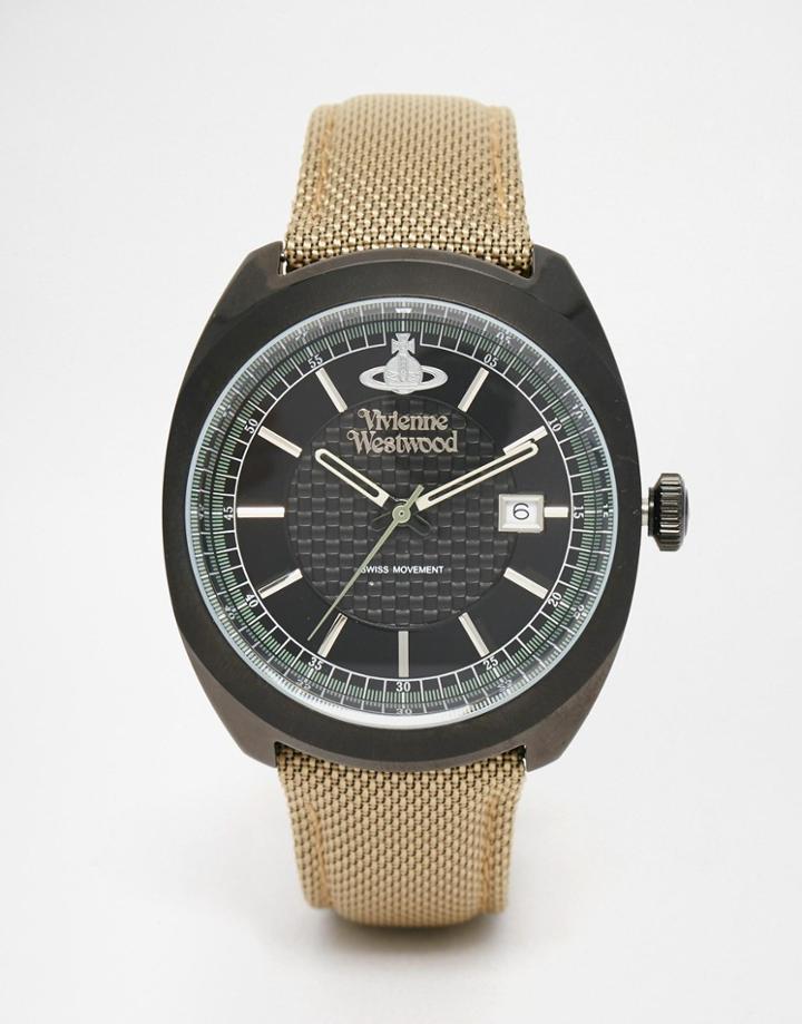 Vivienne Westwood Canvas Strap Watch Vv136bkbg - Cream