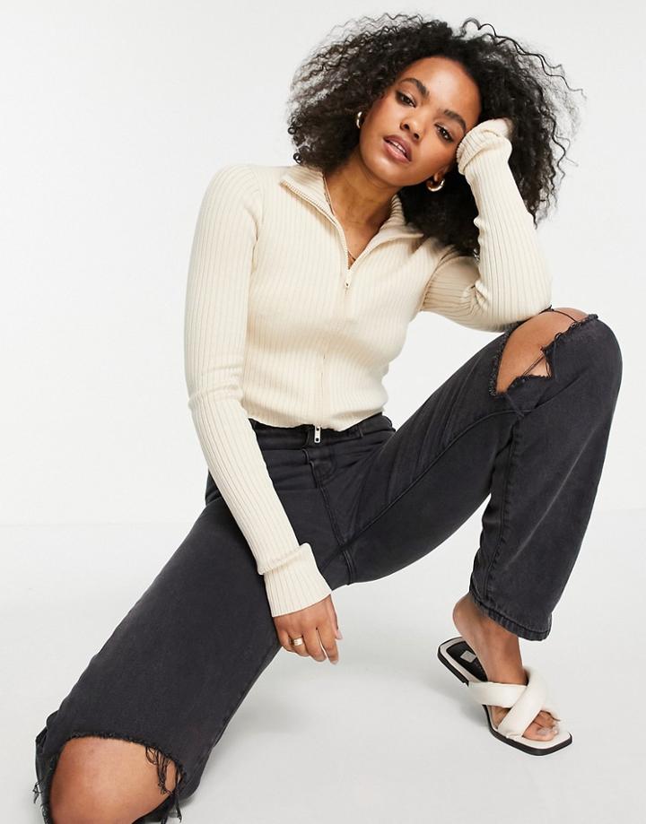Monki Lissa Knitted Cardigan In Camel-neutral