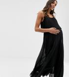 Asos Design Maternity Pleated Crop Top Jumpsuit-black