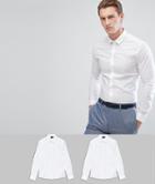 Asos Skinny Fit Shirt 2 Pack Save - White