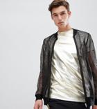 Asos Design Festival Tall Bomber In Metallic Mesh - Black