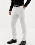 Asos Design Wedding Skinny Suit Pants In Stretch Cotton In White - White