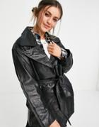 Asos Design 90's Mum Leather Jacket In Black