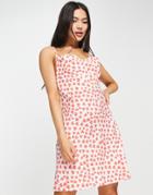 Qed London Satin Cowl Front Mini Dress With Cross Strap Back In Heart Print-multi