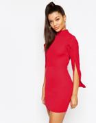 Naanaa High Neck Sleeveless Mini Dress - Red