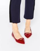 London Rebel Point Flat Shoes - Red Patent